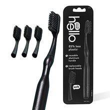 Load image into Gallery viewer, hello Manual Adult Toothbrush With Reusable Charcoal Modern Aluminum Handle &amp; 4 Soft Replacement Heads, Bpa-free, 4 count
