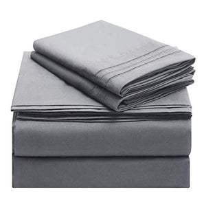 Starcast Bed Sheet Set Queen Size Soft Microfiber 1800 Thread Count Bedding Sheet Set Deep Pocket, Wrinkle,Fade Resistant, Breathable, Hotel Luxury Cooling Sheets Set-4 Piece (Grey