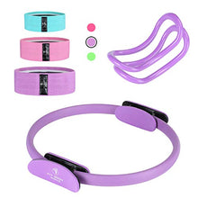 Load image into Gallery viewer, Pilates Ring Exercise Equipment for Inner &amp; Outer Thigh, Abs, Legs, Muscle Strength includes Resistance Bands for Butt Squat Workout, Body Balance Stability &amp; a Yoga Ring for Men and Women Fitness
