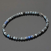 Load image into Gallery viewer, Handmade Evil Eye Protection Amulet Choker Necklace for Men Natural Gemstone with Lapis Lazuli and Snowflake Obsidian
