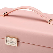 Load image into Gallery viewer, Vlando Jewelry Box, Faux Leather Medium Jewelry Organizer, Vintage Gift for Women -Pink-Cross Pattern
