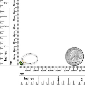 Gem Stone King 925 Silver and 10K Yellow Gold Ring 0.54 Ct Green Chrome Diopside G/H Lab Grown Diamond (Size 6)