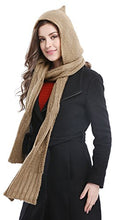 Load image into Gallery viewer, Bellady Winter Knit Hooded Scarf Pullover Headscarf Hoodie Hat,Camel
