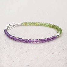 Load image into Gallery viewer, Natural Amethyst Bead Bracelet for Women Peridot Jewelry Sterling Silver August Birthstone Gift
