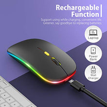 Load image into Gallery viewer, 【Upgrade】 LED Wireless Mouse, Rechargeable Slim Silent Mouse 2.4G Portable Mobile Optical Office Mouse with USB &amp; Type-c Receiver, 3 Adjustable DPI for Notebook, PC, Laptop, Computer, Desktop (Black)
