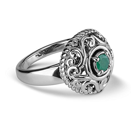 Carolyn Pollack Sterling Silver Green Emerald Gemstone May Birthstone Ring Size 7