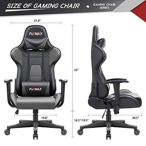 Furmax High-Back Gaming Office Chair Ergonomic Racing Style Adjustable Height Executive Computer Chair,PU Leather Swivel Desk Chair (Black/Grey)