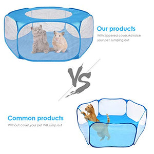 Ruiqas Pet Playpen Pet Cage Tent,Portable Small Animal Fence Cage Tent with Zippered Cover.(Blue120cm)