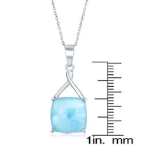 Load image into Gallery viewer, Sterling Silver High Polish Natural Larimar Square 18&quot; Pendant Necklace
