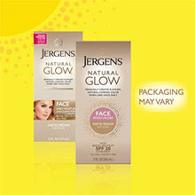 Load image into Gallery viewer, Jergens Natural Glow Self Tanner Face Moisturizer, SPF 20 Facial Sunscreen, Fair to Medium Skin Tone, Sunless Tanning, Oil Free, Broad Spectrum Protection UVA and UVB, 2 oz (Packaging May Vary)
