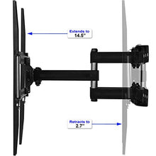 Load image into Gallery viewer, Cheetah Mounts Dual Articulating Arm TV Wall Mount Bracket for 20-65” TVs up to VESA 400 and 115lbs, Mounts on Studs up to 16” and Includes a Twisted Veins 10’ HDMI Cable &amp; 6” 3-Axis Magnetic Bubble
