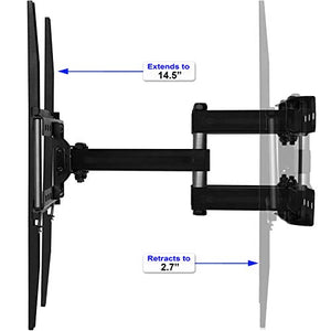 Cheetah Mounts Dual Articulating Arm TV Wall Mount Bracket for 20-65” TVs up to VESA 400 and 115lbs, Mounts on Studs up to 16” and Includes a Twisted Veins 10’ HDMI Cable & 6” 3-Axis Magnetic Bubble