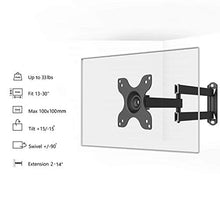 Load image into Gallery viewer, WALI TV Wall Mount Articulating LCD Monitor Full Motion 14" Extension Arm Tilt Swivel for Most 13" 15" 17" 19" 20" 22" 23" 24" 26" 27" 30" LED TV Flat Panel Screen with VESA 100x100,75x75 1330LM
