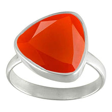 Load image into Gallery viewer, SURYAGEMS Natural Faceted Trillion Stone Red Onyx Ring 925 Sterling Silver Jewelry for Men Women US 4-13
