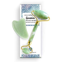 Load image into Gallery viewer, Jade Roller and Gua Sha Set for Beautiful Skin Detox - Facial Body Eyes Neck Massager Tool Reduce Wrinkles Aging - Original Natural Jade Stone

