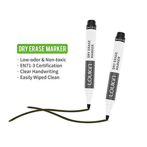 LOUKIN Whiteboard Writing Bundle | Magnetic Dry Erase Eraser (Gray) & Low-Odor Dry Erase Markers & Magnetic and Adhesive Marker Holder & Whiteboard Cleaner (3.4 oz)
