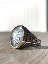 Load image into Gallery viewer, Dur e Najaf Ring Silver | خاتم در النجف الاصلي | AlAliGems | Genuine Dur E Najaf Stone Ring | Engraved Sirat Ali Haq Size 10.5
