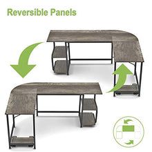 Load image into Gallery viewer, Teraves Reversible L Shaped Desk with Shelves Round Corner Computer Desk Gaming Table Workstation for Home Office
