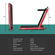 Load image into Gallery viewer, GYMAX 2 in 1 Under Desk Treadmill, 2.25HP Folding Walking Jogging Machine with Dual Display, Bluetooth Speaker &amp; Remote Controller, Electric Motorized Treadmill for Home/Gym (Red)

