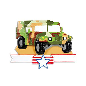 Personalized Armed Forces Military Humvee Christmas Tree Ornament 2020 - Army Tank Vehicle Cannon Fight Brave Proud Soldier Fatigue Patriotic USA Service Memory Milestone Year - Free Customization