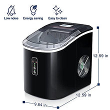 Load image into Gallery viewer, Euhomy Ice Maker Machine Countertop, 26 lbs in 24 Hours, 9 Cubes Ready in 6 Mins, Electric Ice Maker and Compact Potable Ice Maker with Ice Scoop and Basket. Perfect for Home/Kitchen/Office.(Silver)
