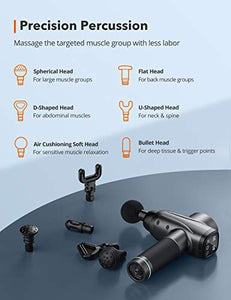Massage Gun TaoTronics Professional Deep Tissue Muscle Massager Gun Percussion Handheld Electric Muscle Massager with 10 Speed Levels 6 Massage Heads for Gym Office Home Post-Workout Recovery