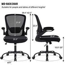 Load image into Gallery viewer, Office Chair Ergonomic Desk Chair Mesh Computer Chair Swivel Rolling Mid Back Task Chair with Lumbar Support Flip-up Arms Massage Adjustable Chair for Women Adults(Black)

