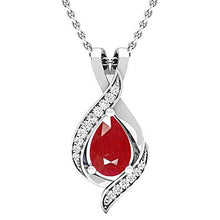 Load image into Gallery viewer, Dazzlingrock Collection 10K Pear 9X6 MM Lab Created Ruby &amp; Round Diamond Ladies Teardrop Pendant, White Gold
