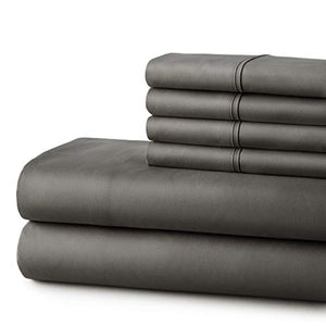 6 Piece Hotel Luxury Soft 1800 Series Premium Bed Sheets Set, Deep Pockets, Hypoallergenic, Wrinkle & Fade Resistant Bedding Set(Queen, Gray)