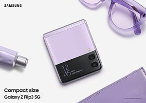 SAMSUNG Galaxy Z Flip 3 5G Factory Unlocked Android Cell Phone US Version Smartphone Flex Mode Intuitive Camera Compact 128GB Storage US Warranty, Lavender (Renewed)