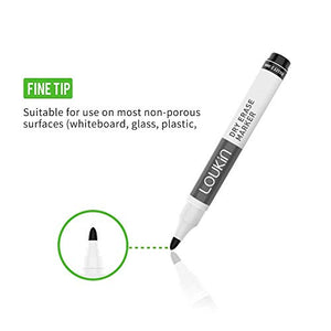 LOUKIN Whiteboard Writing Bundle | Magnetic Dry Erase Eraser (Gray) & Low-Odor Dry Erase Markers & Magnetic and Adhesive Marker Holder & Whiteboard Cleaner (3.4 oz)