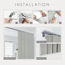 Load image into Gallery viewer, GoDear Design Deluxe Adjustable Sliding Panel Track Blind 45.8"- 86" W x 96" H, Extendable 4-Rail Track for Large Window, Semi Sheer Trimmable Natural Woven Fabric, Semi Privacy, Reed
