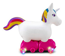 Load image into Gallery viewer, Kid Trax Silly Skaters Unicorn Toddler Foot to Floor Ride On Toy, Kids 1-3 Years Old, Soft and Inflatable, Single Rider, Light Up LED Rollerskates, White (KT1590)
