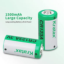 Load image into Gallery viewer, CR123A 3V Lithium Manganese Battery Kratax 12Pack Non-Rechargeable 3 Volt CR 123A Batteries 10Years Shelf Life, CE &amp; RoHS Certified for Security and Medical Equipment, for Flashlights, Digital Cameras
