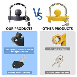 METOWARE Trailer Coupler Lock Universal Adjustable Heavy-Duty Steel Trailer Hitch Lock, Anti Theft Trailer Ball Lock Towing Lock for Towing Caravan Trailer Security Fits 1-7/8",2”, 2-5/16" Coupler