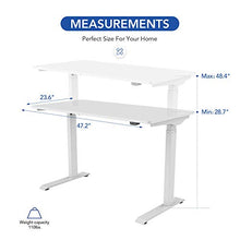 Load image into Gallery viewer, Flexispot Standing Desk Electric Quick Install Height Adjustable Desk 48 x 24 Inches Whole-Piece Desk Board (White Frame + 48&quot; White Top)
