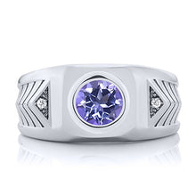 Load image into Gallery viewer, Gem Stone King 2.43 Ct Round Purple Blue Mystic Topaz 925 Sterling Silver Men&#39;s Ring (Size 12)
