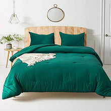 Load image into Gallery viewer, Wellboo Green Comforter Sets Queen Men Boys Bedding Sets Solid Emerald Comforter Cotton Women Adult Full Comforter Lightweight Microfiber Quilts Dark Color Blankets Breathable Soft with 2 Pillowcases
