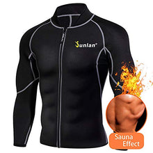 Load image into Gallery viewer, Men Sweat Neoprene Weight Loss Sauna Suit Workout Shirt Body Shaper Fitness Jacket Gym Top Clothes Shapewear Long Sleeve (Black, M)
