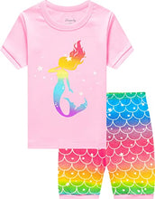 Load image into Gallery viewer, Summer Unicorn Pajamas for Girls Short Sleeve Mermaid Pjs Toddler Kids Clothes Cotton Sleepwear Size 6
