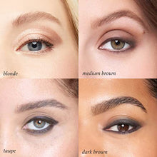 Load image into Gallery viewer, Julep Brow 101 Waterproof Dual-Ended Eyebrow Pencil and Tinted Brow Gel with Thickening Silk Fibers, Taupe &amp; Julep Eyeshadow 101 Crème to Powder Waterproof Eyeshadow Stick, Champagne Shimmer
