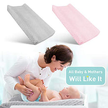 Load image into Gallery viewer, Babebay Changing Pad Cover - Ultra Soft Minky Dots Plush Changing Table Covers Breathable Changing Table Sheets Wipeable Changing Pad Covers Suit for Baby Boy and Baby Girl (Pink &amp; Lt Gray)
