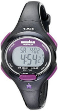 Load image into Gallery viewer, Timex Women's T5K523 Ironman Essential 10 Mid-Size Black/Purple Resin Strap Watch
