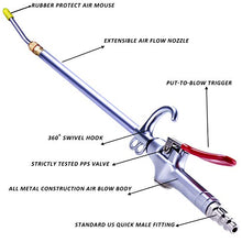 Load image into Gallery viewer, High Volume Powerful Industrial Air Blow Gun with 14-21 Inch Extensible Stainless Steel Air Flow Nozzle,Pneumatic Air Compressor Accessories Tool Dust Air Blower Gun-Extended to 26 Inch Total Size
