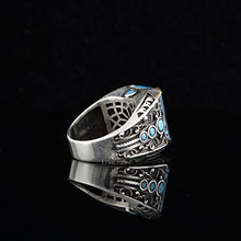 Load image into Gallery viewer, Ephesus Jewelry Handmade Sterling Silver Classy Men's Ring with Tourmaline and Turquoise Gemstones
