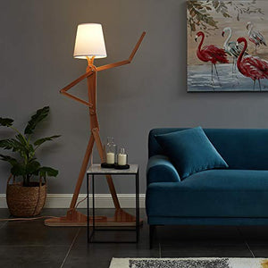 HROOME Modern Contemporary Decorative Wood Floor Lamp Reading Standing Adjustable Light for Kids Boys Girls Living Room Bedroom Office Farmhouse - with LED Bulb (Ash)