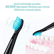 Load image into Gallery viewer, Initio Sonic Electric Toothbrush for Adults and Teens, 5 Modes wieh Smart Timer, 40,000 VPM Motor, Whitening Rechargeable Sonic Toothbrush, 3 Brush Heads Included (Black)

