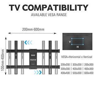MOUNTUP Full Motion TV Wall Mount Bracket for 42-70 Inch Flat Screen/Curved TVs, Wall Mount TV Bracket - Articulating Arms with Smooth Extension, Swivel, Tilt, Max VESA 600x400mm and 100LBS, MU0012