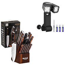 Load image into Gallery viewer, RVZHI BBQ Grill Light Night Outdoor LED Light and 15-Piece High-Carbon Stainless Steel Kitchen Knife Set with Wooden Block
