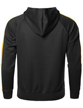 Load image into Gallery viewer, Premium Quality Shoulder Panel Track Pull-Over Hoodie Top Black Yellow M
